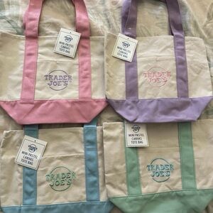 Pastel Canvas Tote Bag Set - Pink, Lavender, Blue, Green